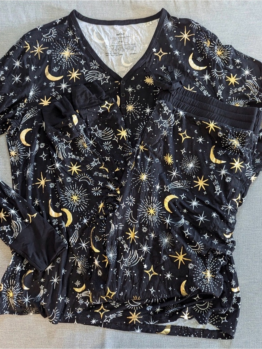 Little Sleepies Black Moon & Star Pajama Set